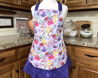 Handmade Floral Cotton Apron: Bright Summer Cooking Apron