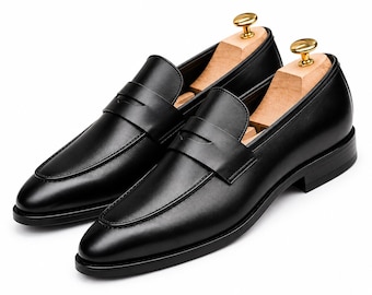 Houston Eagle Tie Handcrafted Leather Loafers for Men – Elegant Suede Vamp Office & Wedding Shoes