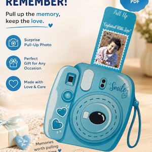 Pull & Reveal Photo Card, unique handmade gift, instant digital download, kids craft activity