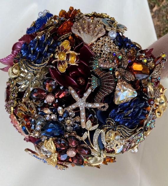 FULL PRICE on CUSTOM Made Bridal Brooch Bouquet Fall Autumn Beach Wedding Broach Bouqet