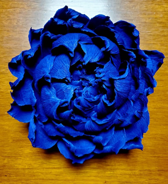 Custom Order Hanging Crepe Paper Flower Small Royal Blue Cobalt Blue Wall Mounted Wall Decor