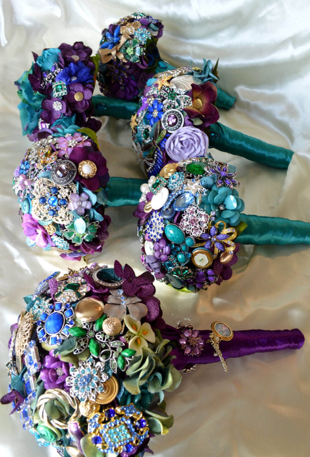 Custom Order for Peacock Bridal Brooch Bouquets Wedding Package in