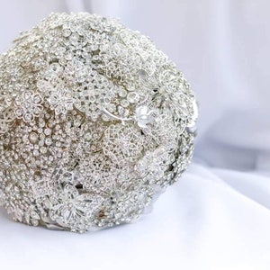 SALE! READY to SHIP Brooch Bouquet Custom Bridal Broach Bouqet Silver Clear Crystal Jewelry Sparkly Bling Jeweled White