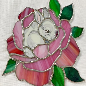 Stained Glass - Baby Bunny in Rose