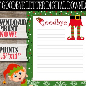 Elf Goodbye Letter Printable, Elf Goodbye Printable, Elf Goodbye, Christmas Elf Ideas, Christmas Elf Letter, 8.5&quot;x11&quot; Print