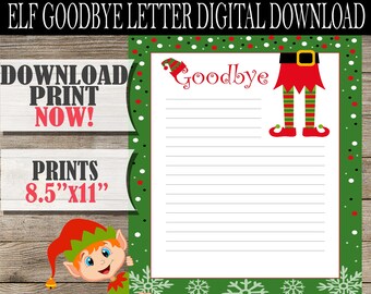 Elf Goodbye Letter Printable, Elf Goodbye Printable, Elf Goodbye, Christmas Elf Ideas, Christmas Elf Letter, 8.5"x11" Print