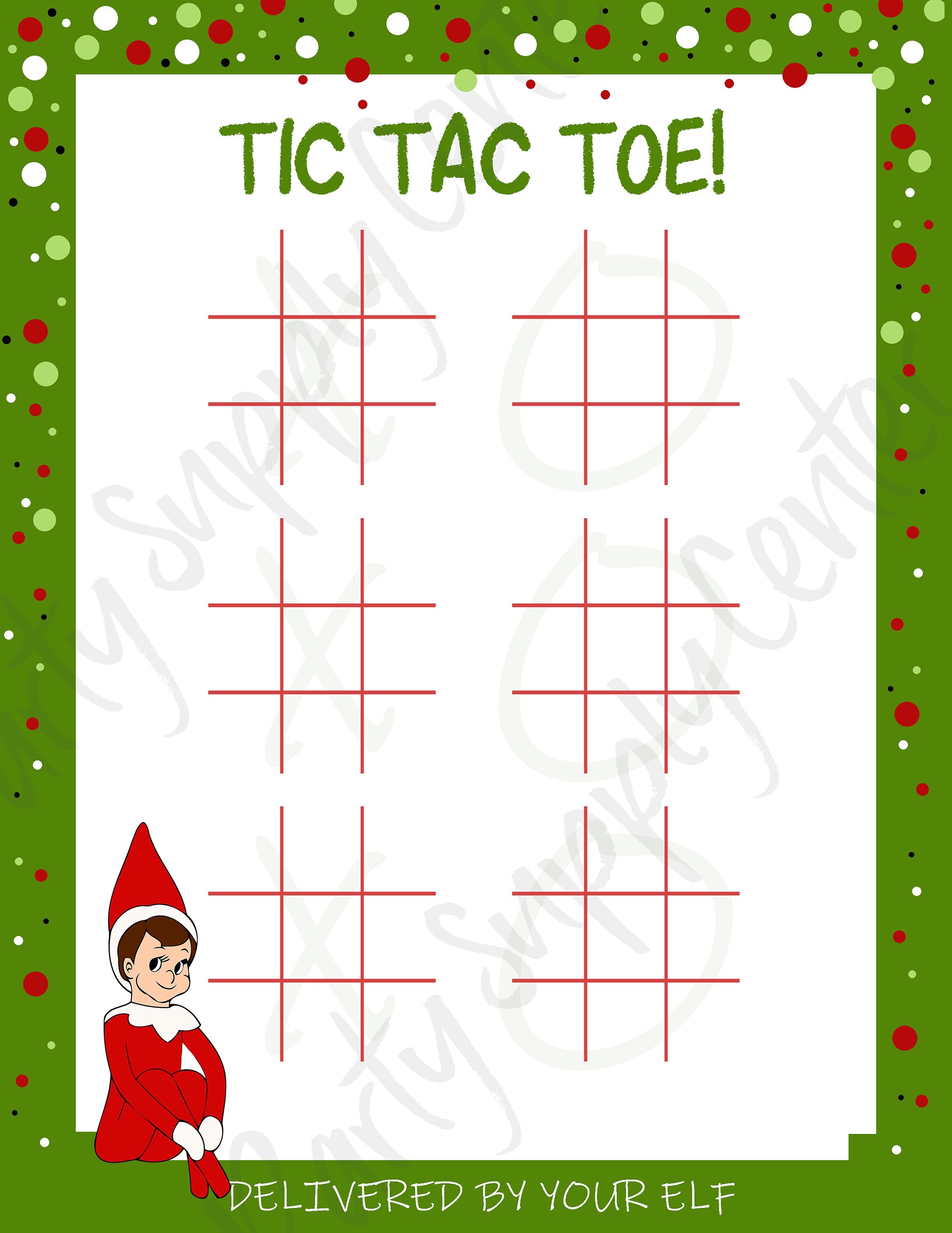 Elf Tic Tac Toe Printable Printable Word Searches