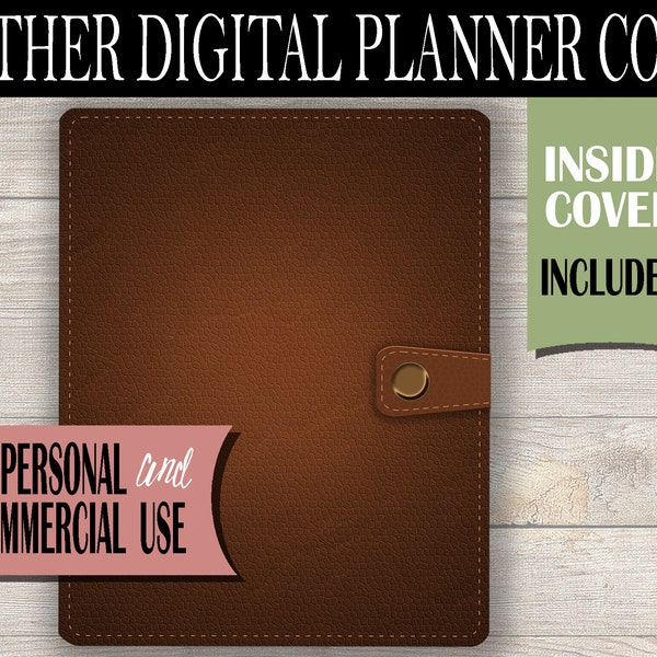 Leather Digital Planner Cover, For Goodnotes Noteability IPAD, Brown Leather Digital Planner Cover, Personal and Commercial Use