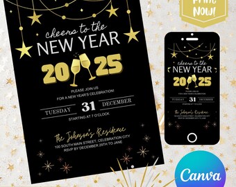 NEW YEAR MEETING プレートセット New Years Eve Disco Ball Party Bundle Instant Download