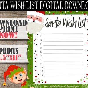 Weihnachtswunschliste druckbar, Brief an den Weihnachtsmann, Weihnachtsmannliste, Weihnachtsmannliste, Weihnachtsgeschenkliste, Brief an den Weihnachtsmann vom Kind, 8,5 "x 11" Druck