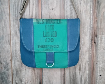 Reclaimed Westminster UK money bag and cargo pants upcycled handbag