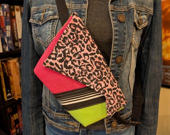 Fanny Pack made from 1980's style fabric and reclaimed pants