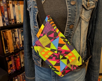 Fanny Pack made from 1980's style fabric and reclaimed pants