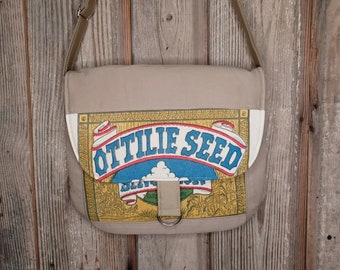 Reclaimed Ottilie seed sack upcycled messenger bag