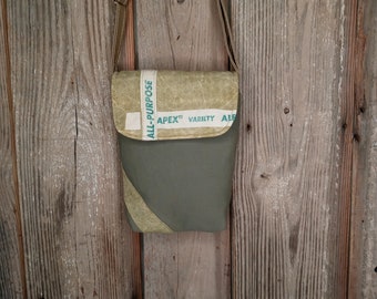 Reclaimed Apex alfalfa seed sack upcycled small crossbody