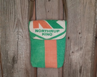 Vintage Northrup King Seed sack remnant upcycled small crossbody