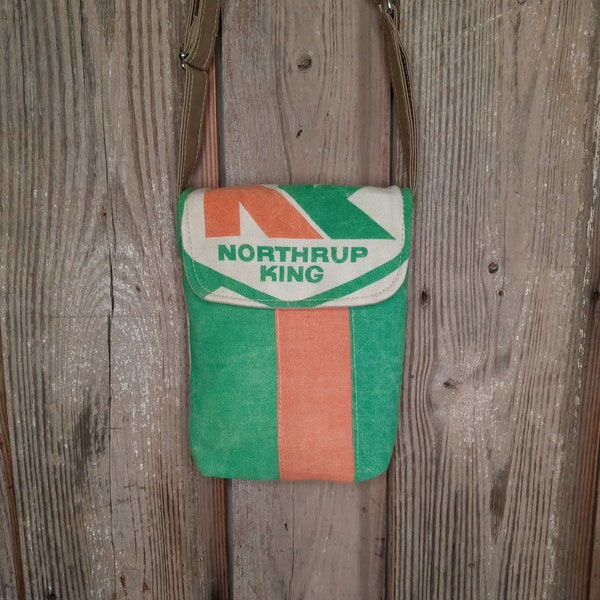 Vintage Northrup King Seed sack remnant upcycled small crossbody