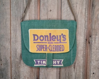 1960's Donley's seed sack upcycled messenger bag