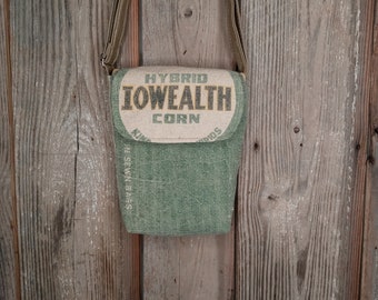 Reclaimed Iowealth corn seed sack upcycled small crossbody