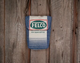 Reclaimed Felco sweet clover seed sack upcycled small crossbody