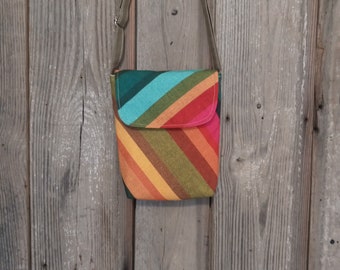 Striped Mid Century colors style small cross body