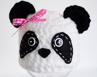 Panda Bear Hat, boy newborn props, girl newborn prop -Black and white- Made to Order