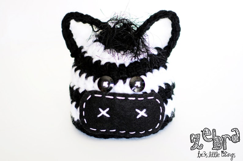Zebra Hat baby, zebra hat newborn Baby boy, Photo prop, Baby Girl -Black and white- Made to Order Circus photo props baby, Zoo props baby image 1