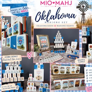 Oklahoma American Mahjong Set, 160 PETG 3D/UV Printed Tiles, Route 66 Design, Made in Oklahoma, Game Night Gift, Mahjong Lover Gift