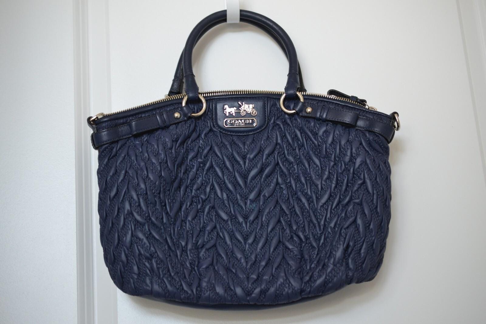 バッグ COACH Teal Blue Madison Sophia Satchel Coach Madison Sophia - Etsy