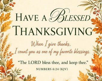 Printbare Thanksgiving-kaart met Bijbelvers, christelijke zegenkaart, 5x7 inch, direct te downloaden.