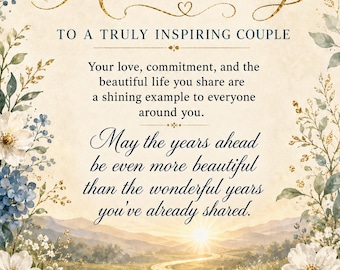 Anniversary Card for Couple, Elegant Floral Design, Inspiring Love Message (5x7 Digital Download)