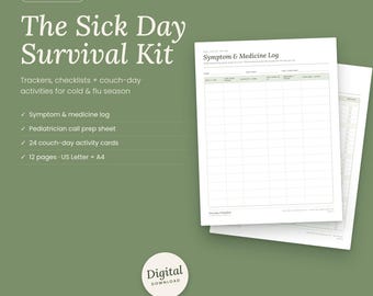 Überlebenspaket für Kinder im Krankheitsfall | Symptomtagebuch, Medikamenten-Tracker, Aktivitätskarten (Digitaler Download)