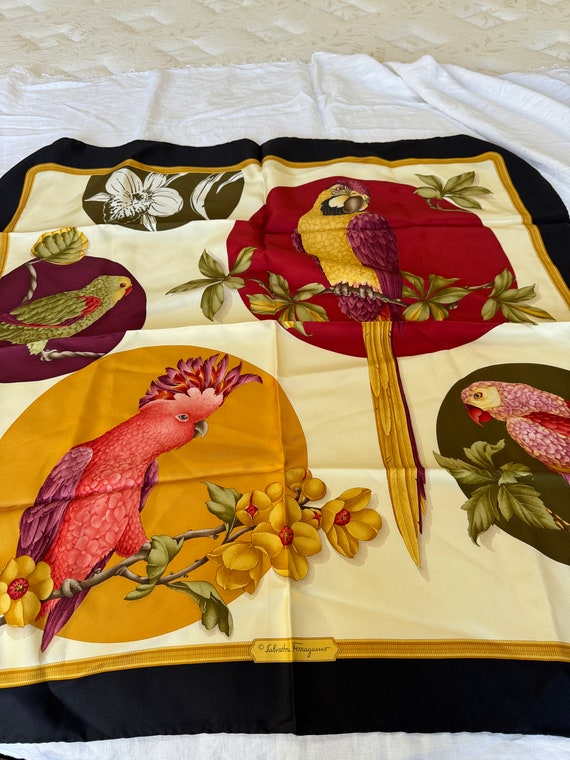 Salvatore Ferragamo Silk Parrot Scarf Large and Gl