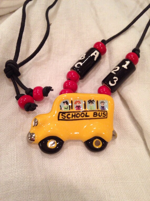 Flying Colors School Bus Pendant Necklace what Fun