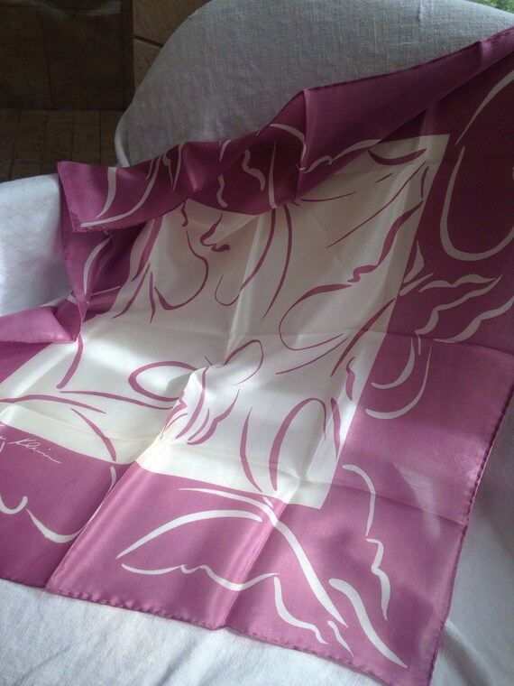 Anne Klein Silk Scarf Abstract Butterfly Mauve Wid