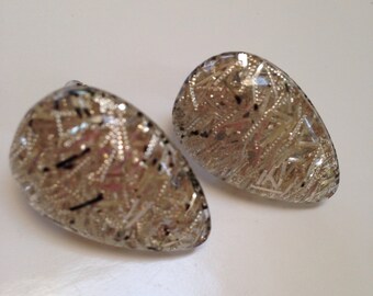 Silver Glitter Confetti Lucite Earrings