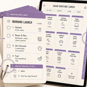 ADHD Routine Cards Digital — Tappable GoodNotes iPad Routine Deck, 16 Visual Checklists with Bad Day Versions + Bare Minimum Card