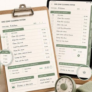 ADHD Cleaning Checklist Printable — Room by Room Cleaning System for ADHD Adults, Micro Steps, Bad Day Mode, Speed Clean, Instant PDF