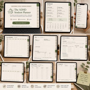 ADHD Student Planner Digital — Undated GoodNotes Study Planner, Exam Countdown, Assignment Tracker, Focus Blocks, Instant Download