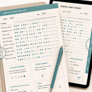 Habit Tracker Digital GoodNotes — Guilt Free No Streak iPad Habit Dots, 6 Undated Months, 2 Day Rule, Streak Amnesty + How To Guide