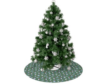 Weihnachtsbaumdecke mit Weihnachtshai-Motiv | Grüne Weihnachtsbaumdecke mit Weihnachtshai-Motiv