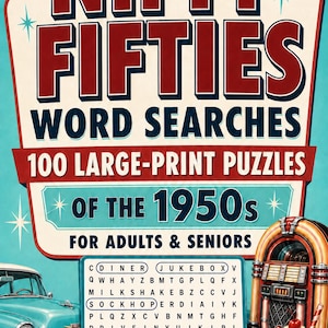 1950s Word Search Puzzles, Large Print Nostalgia Activity Book (Spiral Bound) image 2