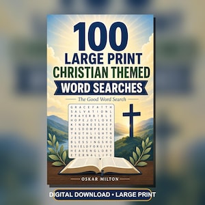 100 Large Print Christian Word Searches, Bible Themed Puzzles (PDF) imagem 1