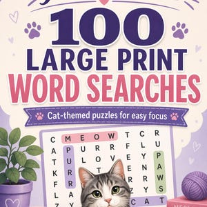 Feline Fine 100 Large Print Cat Word Searches (PDF Download) image 2
