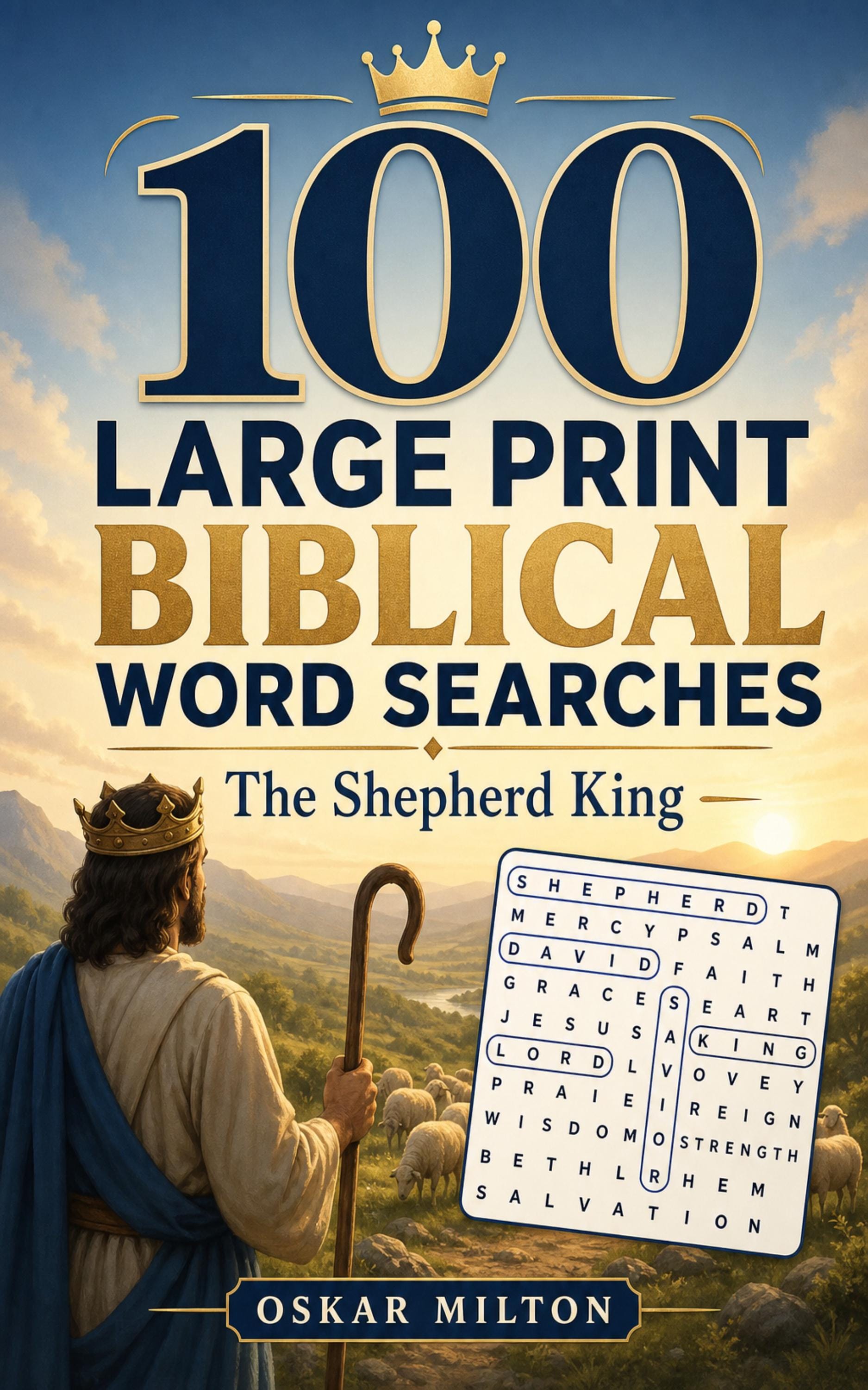 100 Large Print Biblical Word Searches: Shepherd King, David's Life (PDF) cover