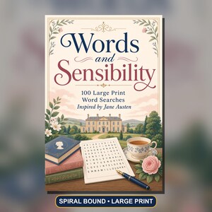 Jane Austen Word Search Puzzles, Large Print, Spiral Bound Book (100 Puzzles) image 3