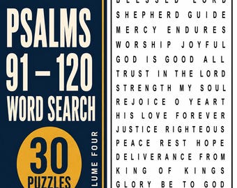 Psalmen 91-120: Wortsuchrätsel zum Ausdrucken, christliche Rätsel in Großdruck (PDF)