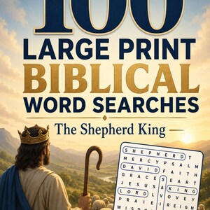 100 sopas de letras bíblicas en letra grande: El rey pastor, la vida de David (libro encuadernado en espiral) imagen 2