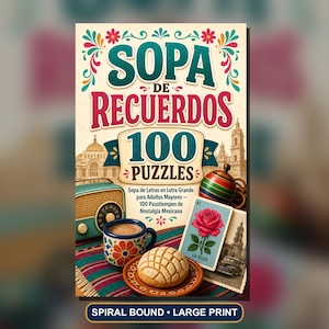 Sopa de Recuerdos: 100 Spanish Word Search Puzzles, Large Print, Spiral Bound Book image 1