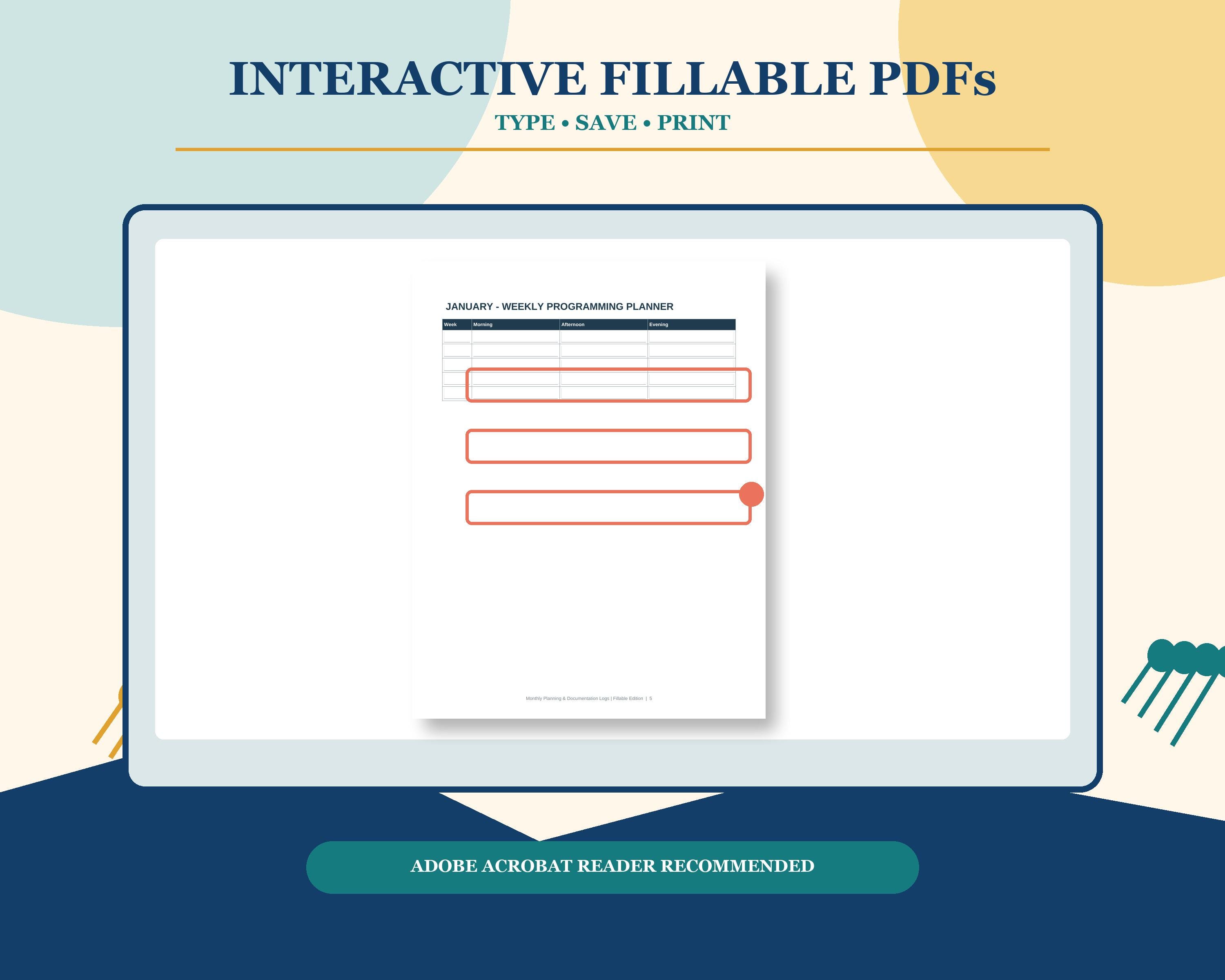 Activity Director Planner Bundle, Fillable PDF & Printable, Senior Living Activity Calendar and Documentation Logs preview 8